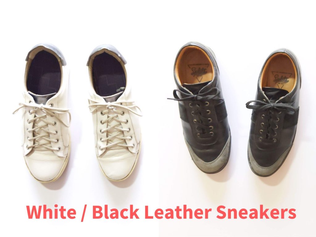 White / Black Leather Sneakers