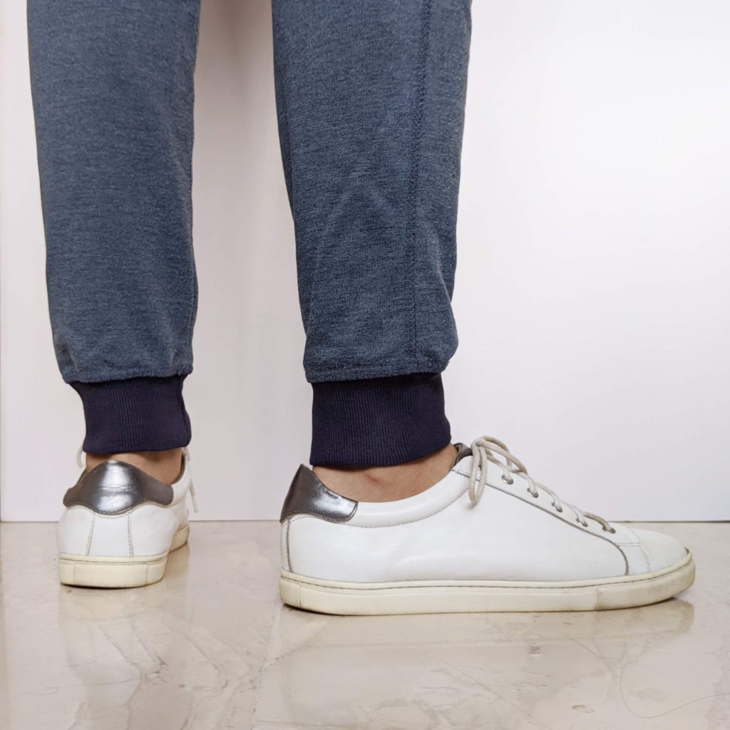 White Leather Sneakers with Joggers