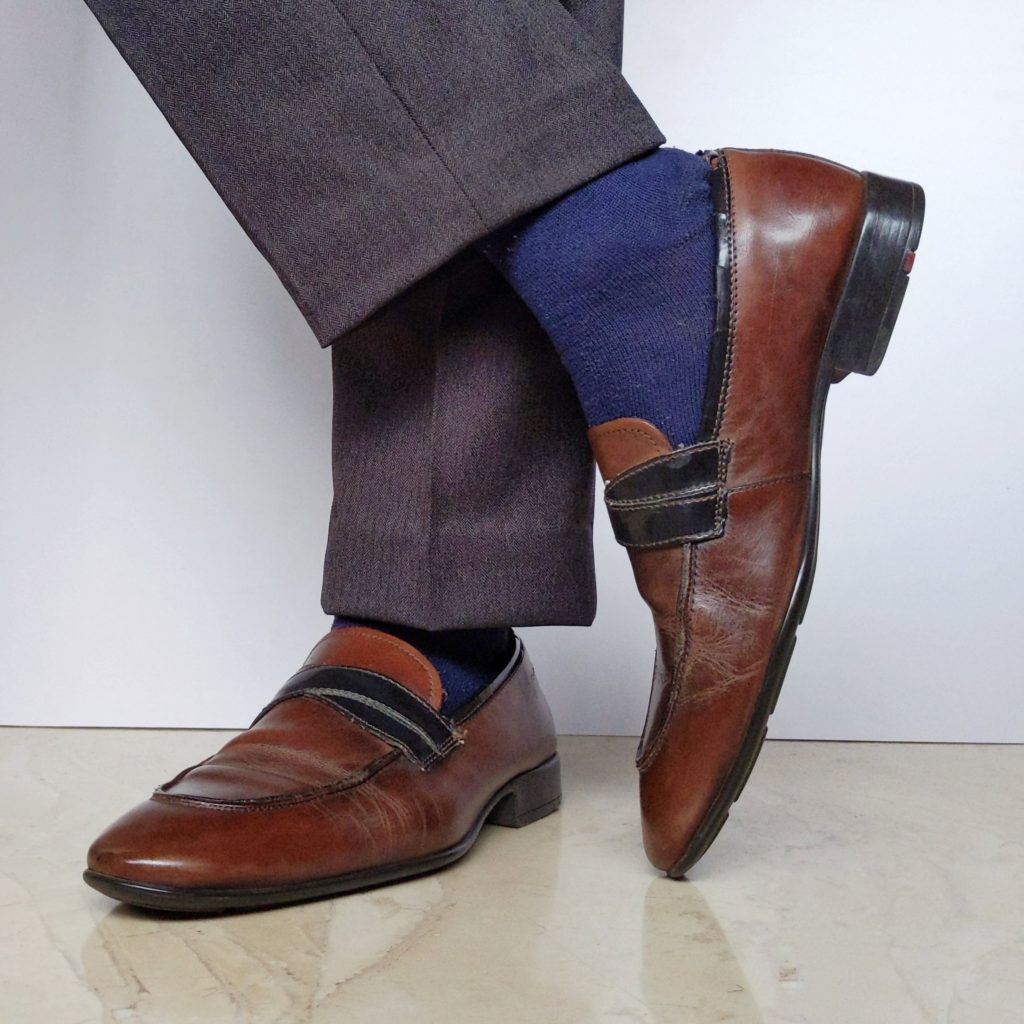 Neutral Solid Socks With Loafers